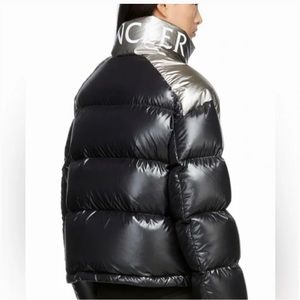 Moncler Silver and Black Puffer Coat